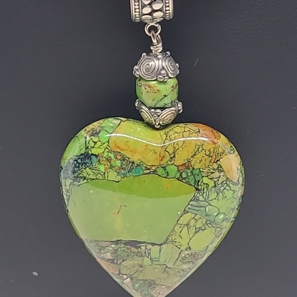 Vintage Jay King Turquoise Heart Pendant Necklace Sterling Silver 925 DTR